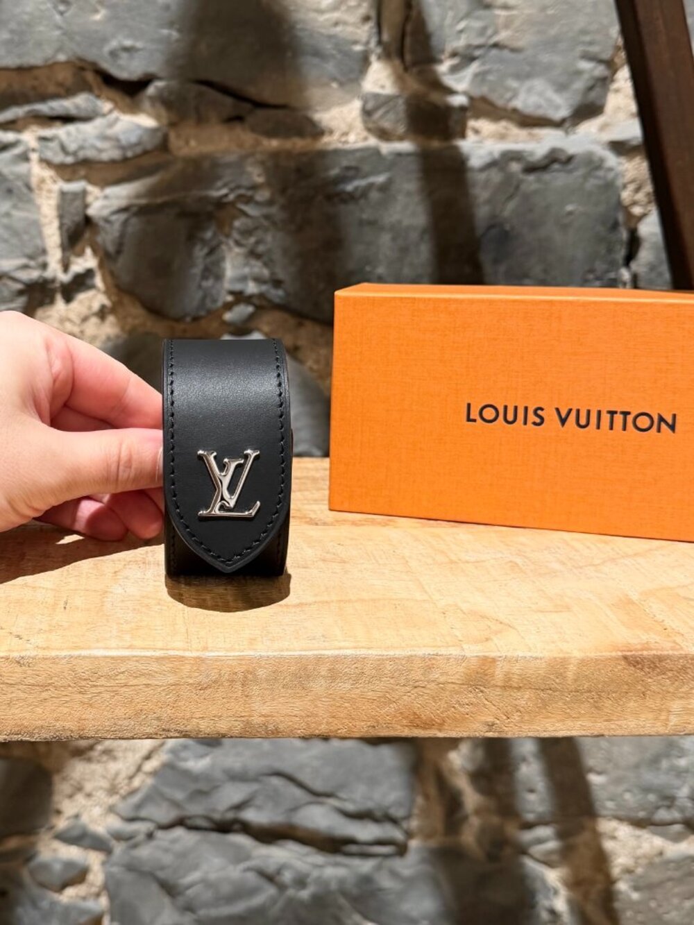 Louis Vuitton Black Leather LV Bag Holder